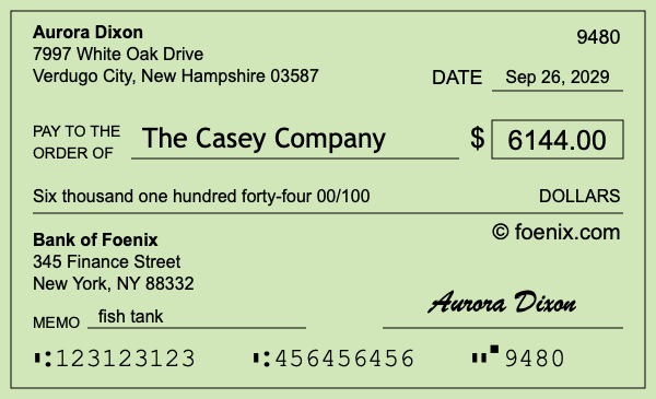 How to write a check for $6,144