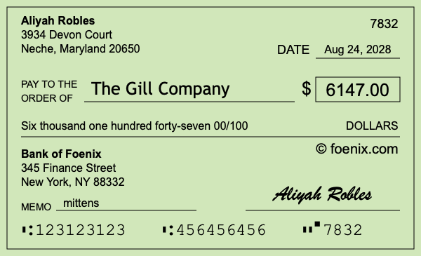 How to write a check for $6,147