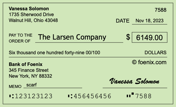 How to write a check for $6,149