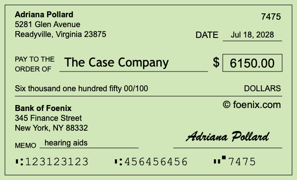 How to write a check for $6,150