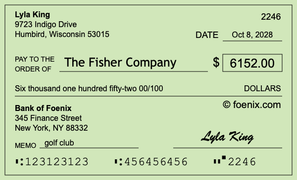 How to write a check for $6,152