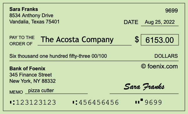 How to write a check for $6,153