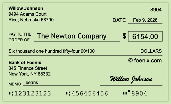 How to write a check for $6,154