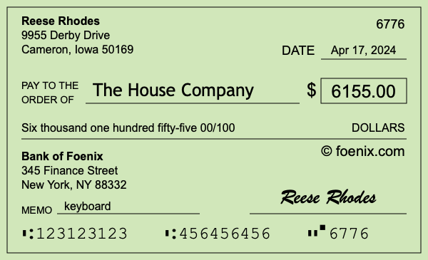 How to write a check for $6,155
