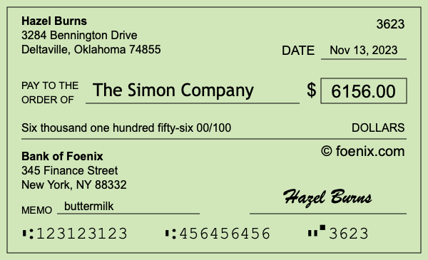 How to write a check for $6,156