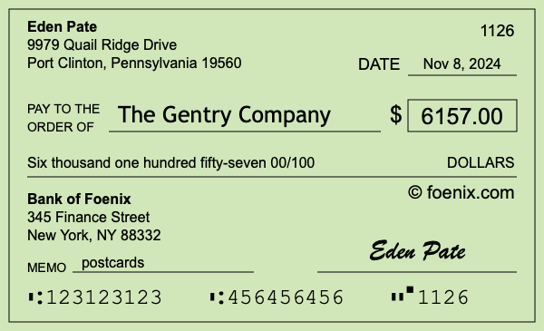 How to write a check for $6,157
