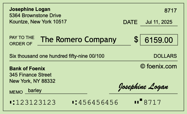 How to write a check for $6,159