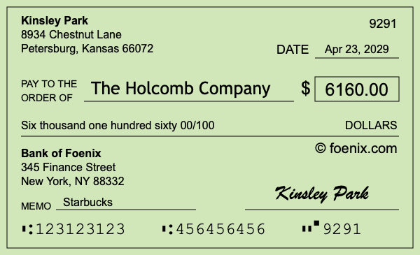 How to write a check for $6,160