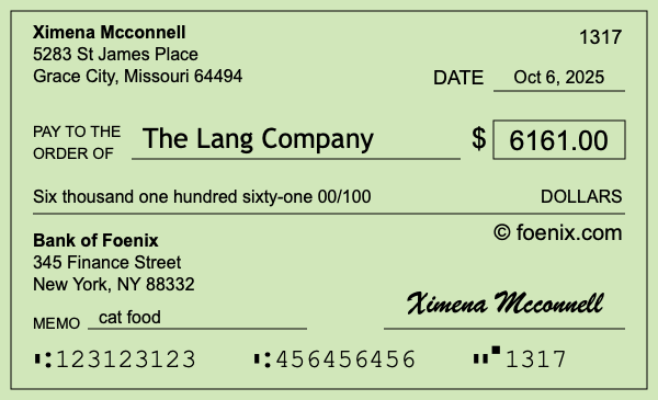 How to write a check for $6,161