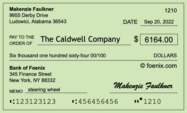 How to write a check for $6,164