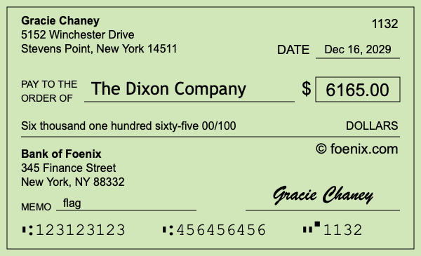 How to write a check for $6,165