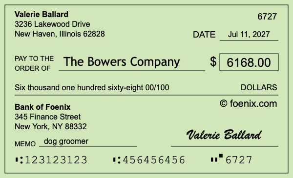 How to write a check for $6,168