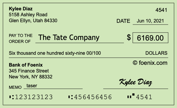 How to write a check for $6,169