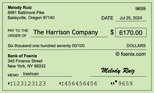 How to write a check for $6,170