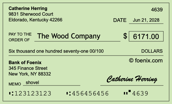 How to write a check for $6,171
