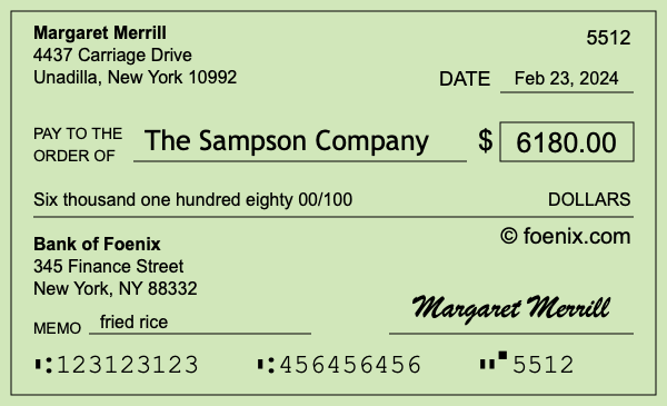 How to write a check for $6,180