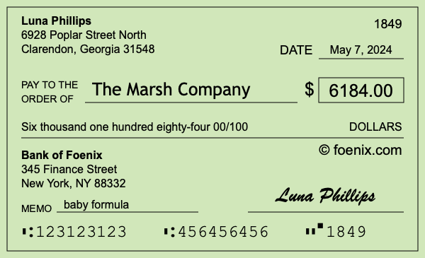 How to write a check for $6,184