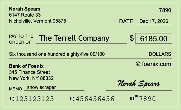 How to write a check for $6,185