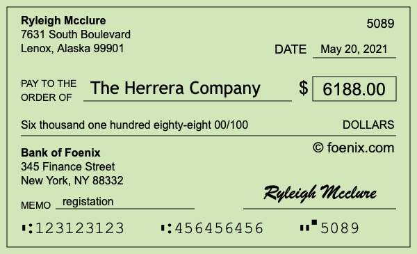 How to write a check for $6,188