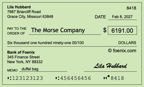 How to write a check for $6,191