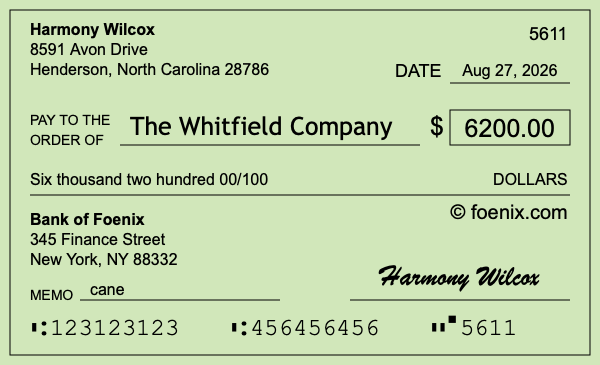 How to write a check for $6,200