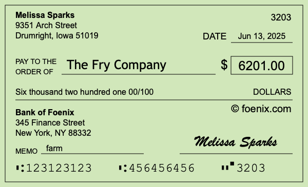 How to write a check for $6,201