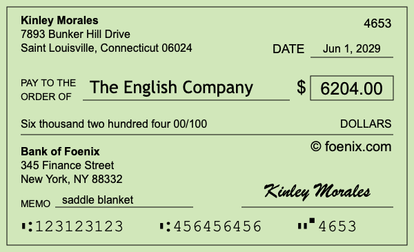 How to write a check for $6,204