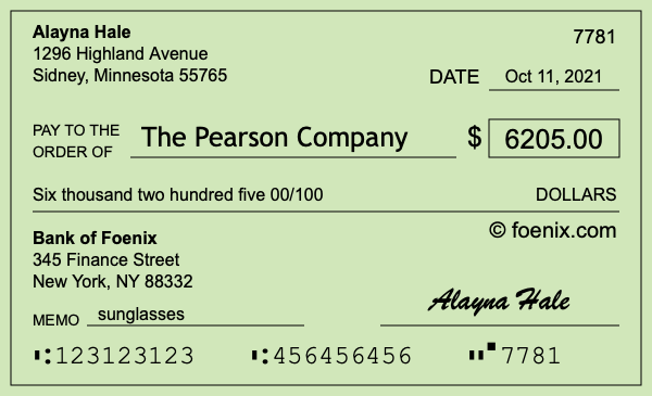 How to write a check for $6,205