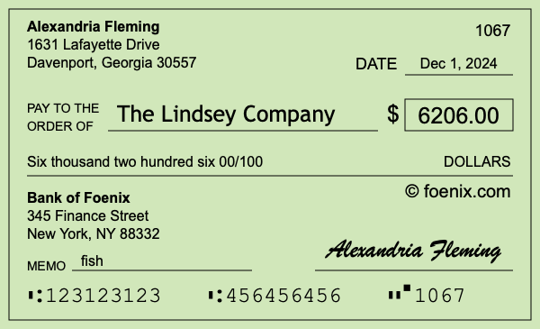 How to write a check for $6,206