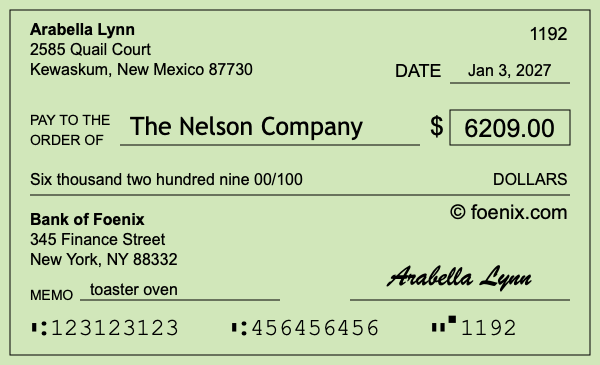 How to write a check for $6,209
