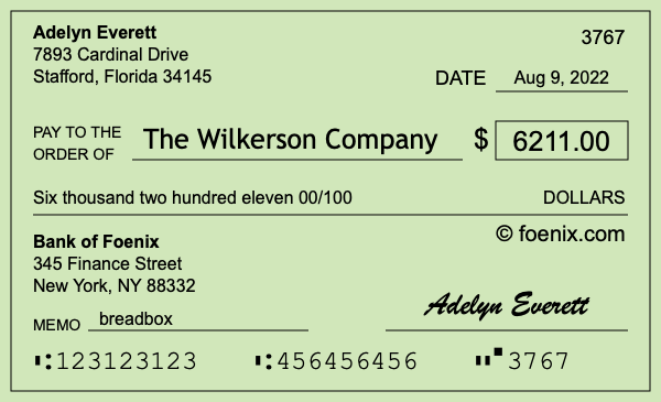 How to write a check for $6,211