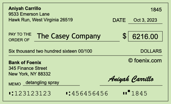 How to write a check for $6,216