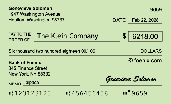 How to write a check for $6,218