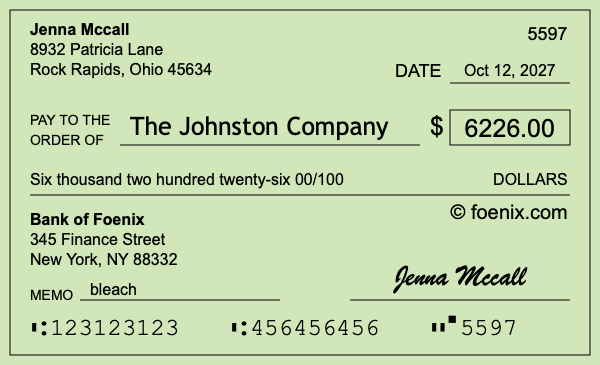 How to write a check for $6,226