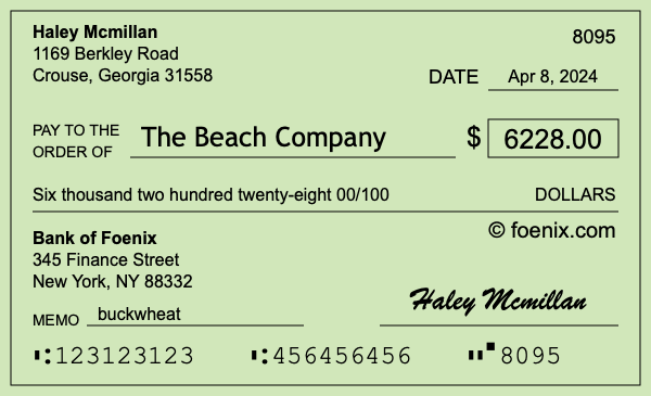 How to write a check for $6,228