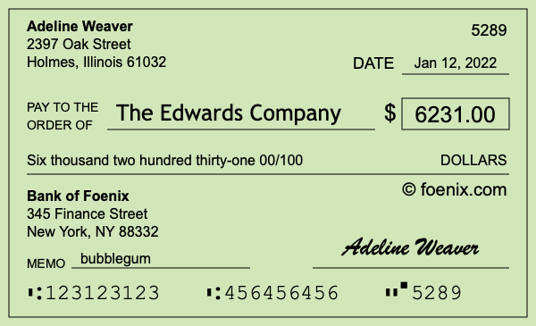 How to write a check for $6,231
