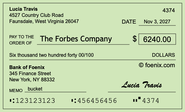 How to write a check for $6,240