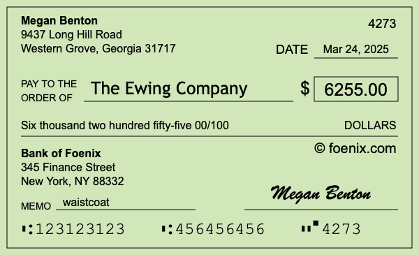 How to write a check for $6,255