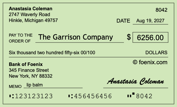 How to write a check for $6,256