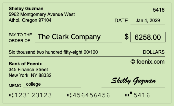 How to write a check for $6,258