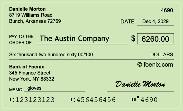 How to write a check for $6,260