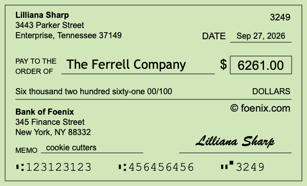 How to write a check for $6,261