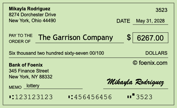 How to write a check for $6,267