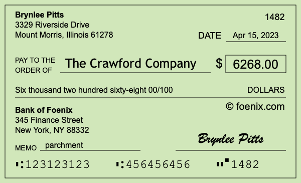 How to write a check for $6,268