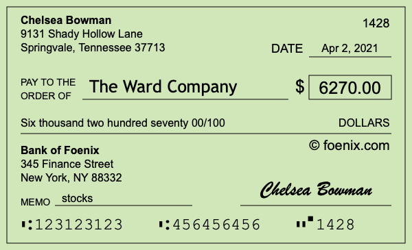 How to write a check for $6,270
