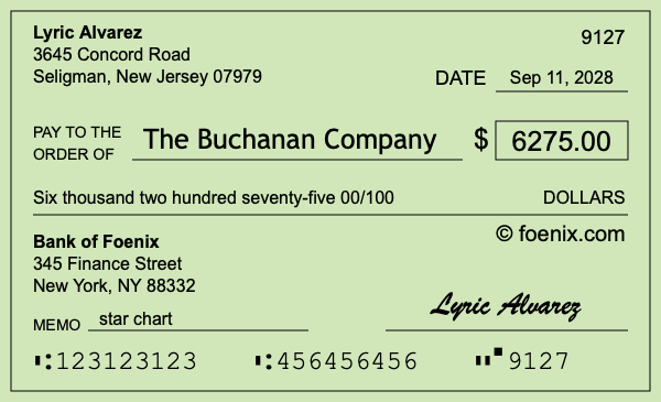 How to write a check for $6,275