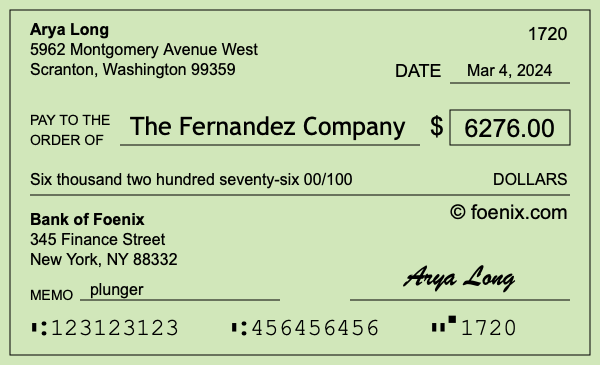 How to write a check for $6,276