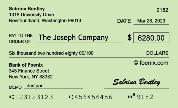 How to write a check for $6,280