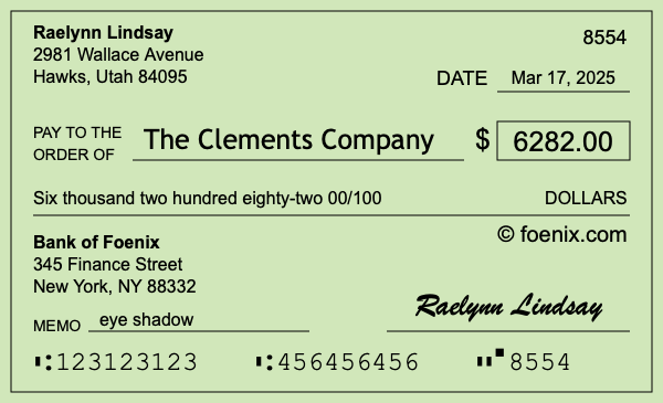 How to write a check for $6,282