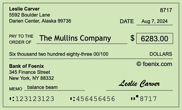 How to write a check for $6,283